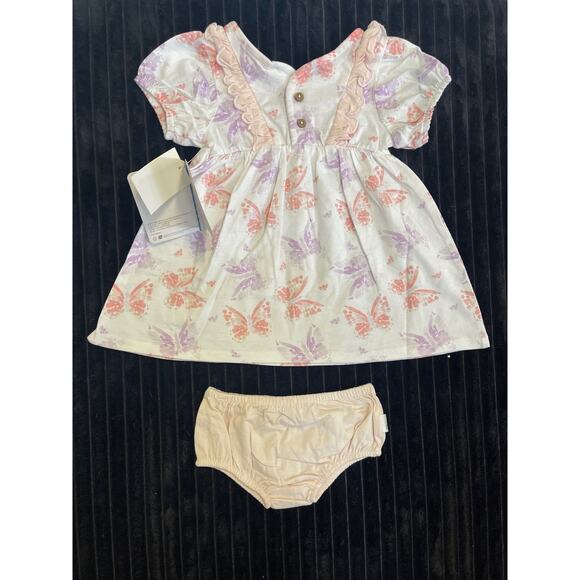 Burt's Bees Baby Organic 3-6M 2-Piece Short Sleeve Butterfly Dress & Bloomer - Picture 2 of 2